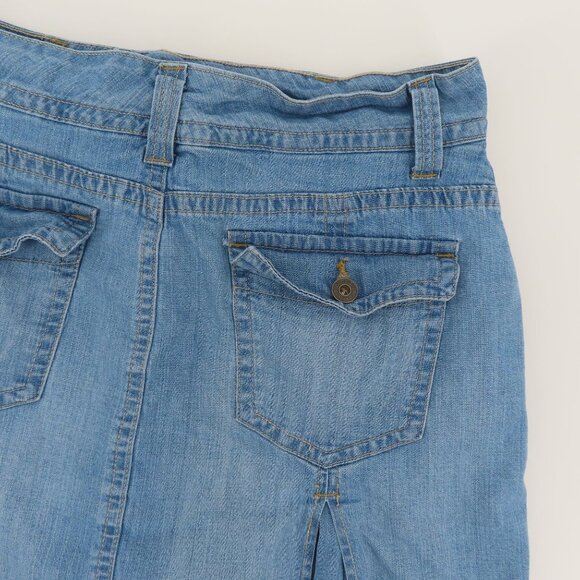 Gloria Vanderbilt Women 8 Blue Denim Jean Skort Skirt Built in Shorts Pockets - Picture 7 of 13